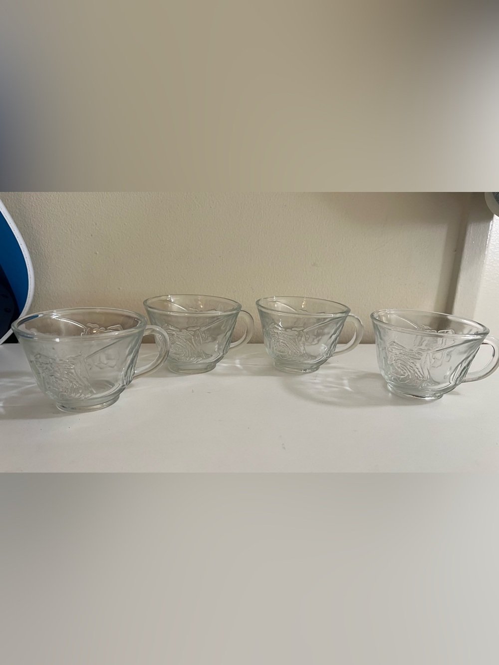 Clear Glass Rose-Embossed Tea Cups - Set of 2